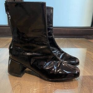 Excellent Condition Patent Leather (or Leather-Like) Boots